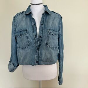Joe Fresh Vintage Jean Shirt 100% Cotton Blue Denim Womens Large